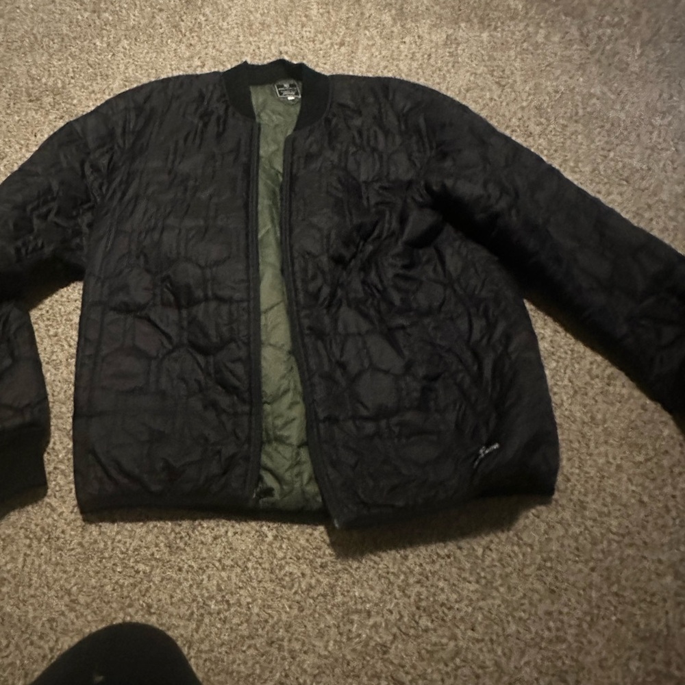 Born Primitive Black and Green Quilted Bomber Jacket